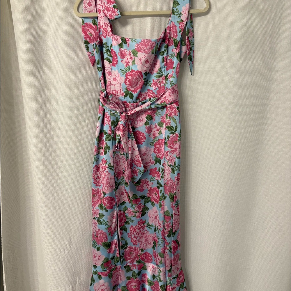 Show Me Your MuMu Pink Floral Maxi Dress on Light Blue